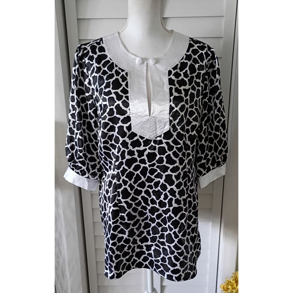 Saint Tropez‎ West women's black/white Tunic Blouse L